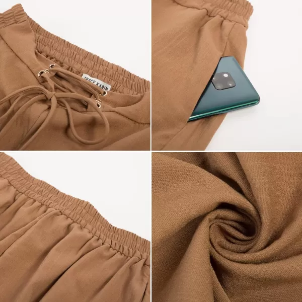 GRACE KARIN Women Wide Leg Linen Palazzo Pants Boho Drawstring Waist Oblique Tassel Hem Beach Trousers with PocketsGRACE KARIN Women Wide Leg Linen Palazzo Pants Boho Drawstring Waist Oblique Tassel Hem Beach Trousers with Pockets