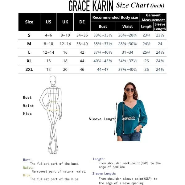 GRACE KARIN Women Wrap Tops Puff Sleeve Peplum Top Elegant V Neck Summer Tops Fitted BlouseBlack044