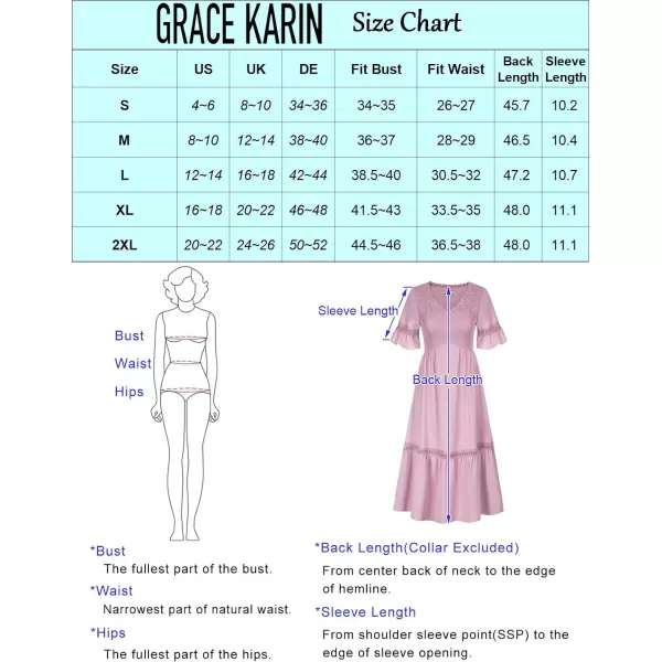 GRACE KARIN Womens 2023 Boho V Neck Short Flutter Sleeve Smocked Tiered Dress Empire Waist Ruffle Beach Long Maxi DressCameo Blue