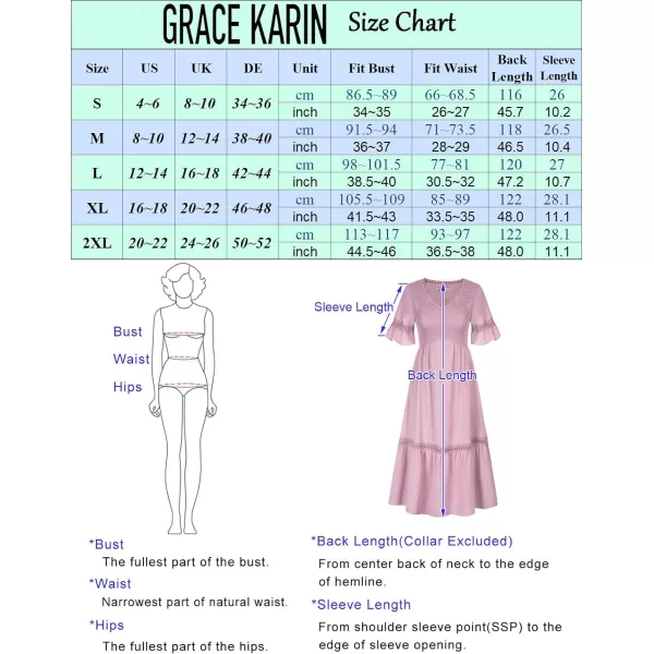 GRACE KARIN Womens 2023 Boho V Neck Short Flutter Sleeve Smocked Tiered Dress Empire Waist Ruffle Beach Long Maxi DressRed Blue Flower