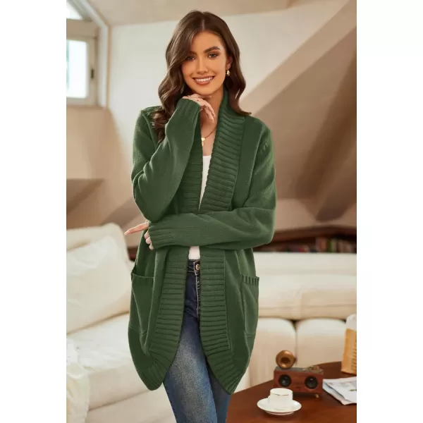 GRACE KARIN Womens 2023 Fall Long Sleeve Chunky Knit Cardigan Draped Open Front Cocoon Sweaters Coat with PocketsArmy Green