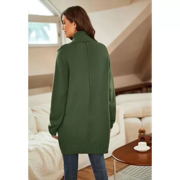 GRACE KARIN Womens 2023 Fall Long Sleeve Chunky Knit Cardigan Draped Open Front Cocoon Sweaters Coat with PocketsArmy Green