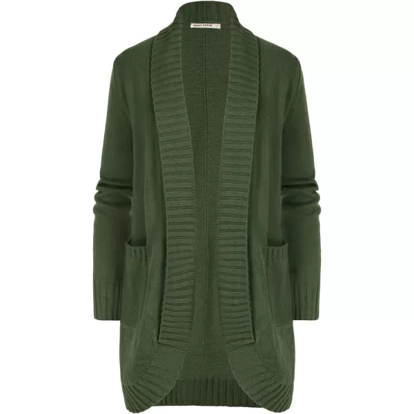 GRACE KARIN Womens 2023 Fall Long Sleeve Chunky Knit Cardigan Draped Open Front Cocoon Sweaters Coat with PocketsArmy Green