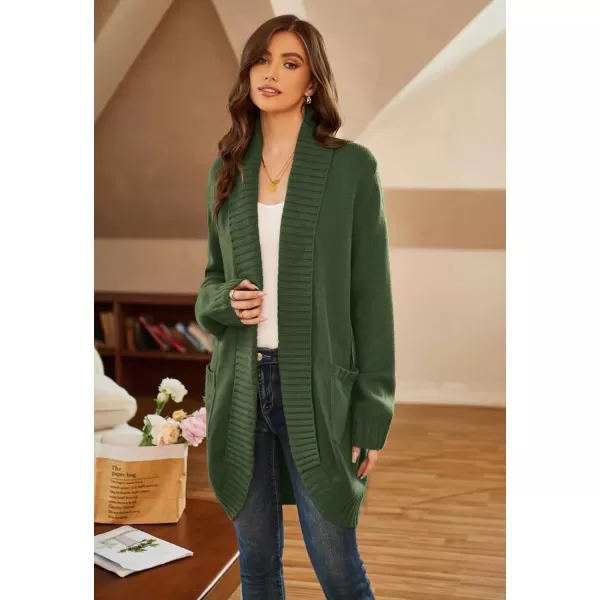 GRACE KARIN Womens 2023 Fall Long Sleeve Chunky Knit Cardigan Draped Open Front Cocoon Sweaters Coat with PocketsArmy Green