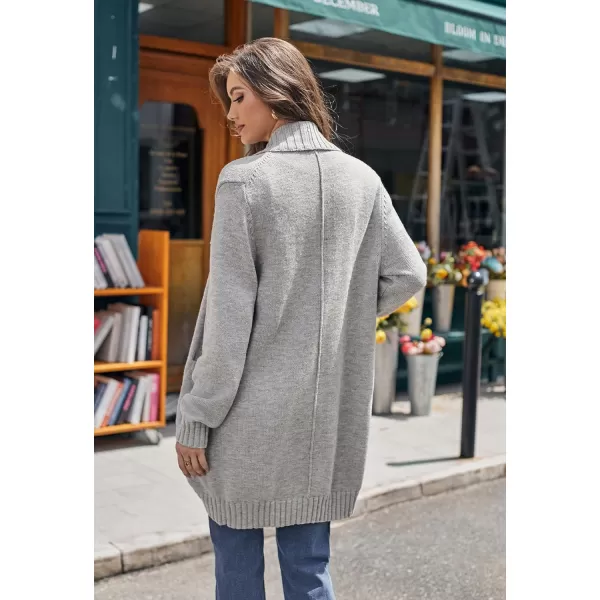 GRACE KARIN Womens 2023 Fall Long Sleeve Chunky Knit Cardigan Draped Open Front Cocoon Sweaters Coat with PocketsLight Gray