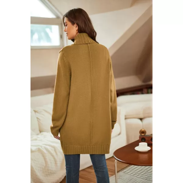 GRACE KARIN Womens 2023 Fall Long Sleeve Chunky Knit Cardigan Draped Open Front Cocoon Sweaters Coat with PocketsMustard