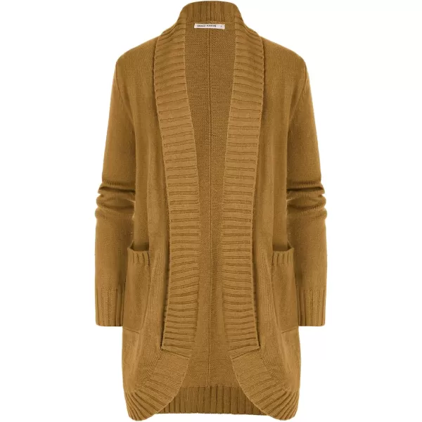 GRACE KARIN Womens 2023 Fall Long Sleeve Chunky Knit Cardigan Draped Open Front Cocoon Sweaters Coat with PocketsMustard