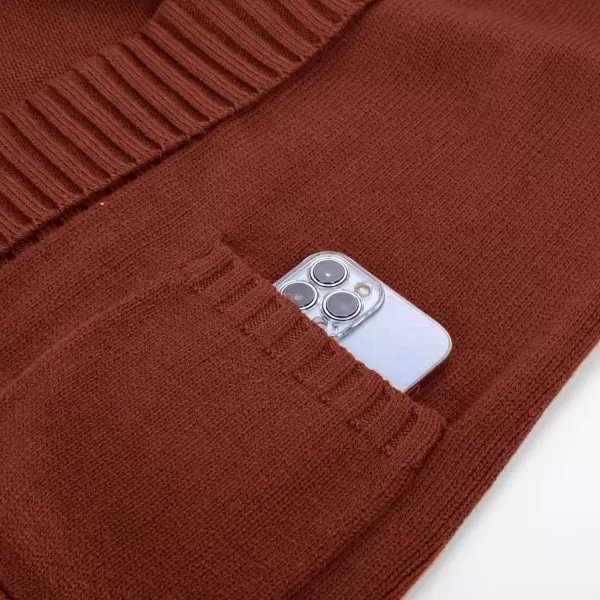 GRACE KARIN Womens 2023 Fall Long Sleeve Chunky Knit Cardigan Draped Open Front Cocoon Sweaters Coat with PocketsRust Red