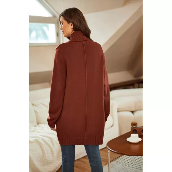 GRACE KARIN Womens 2023 Fall Long Sleeve Chunky Knit Cardigan Draped Open Front Cocoon Sweaters Coat with PocketsRust Red