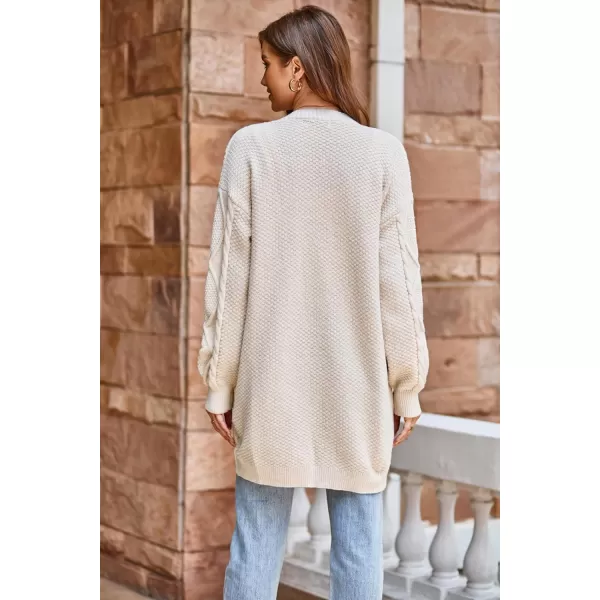 GRACE KARIN Womens 2023 Fall Long Sleeve Chunky Oversized Cardigan Casual Cable Knit Open Front Hip Length Sweater OuterwearApricot