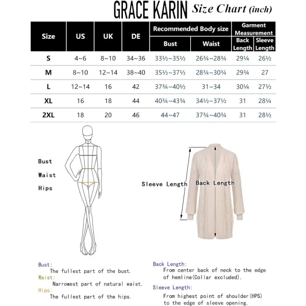 GRACE KARIN Womens 2023 Fall Long Sleeve Chunky Oversized Cardigan Casual Cable Knit Open Front Hip Length Sweater OuterwearBlack