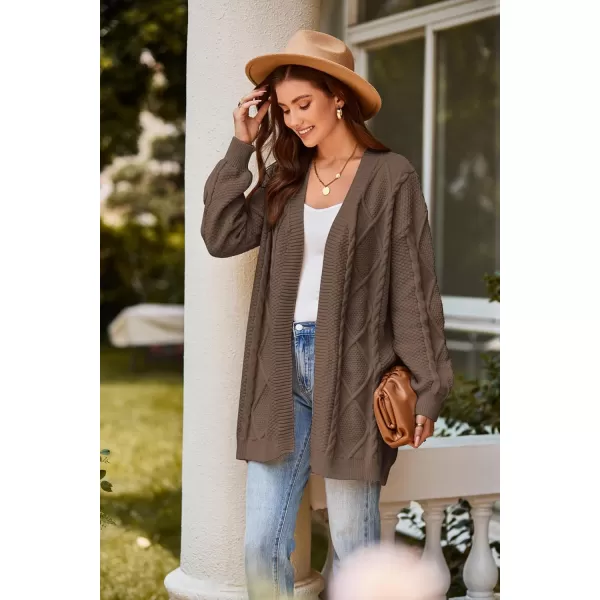 GRACE KARIN Womens 2023 Fall Long Sleeve Chunky Oversized Cardigan Casual Cable Knit Open Front Hip Length Sweater OuterwearDark Brown