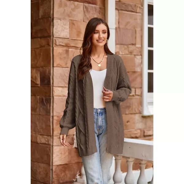 GRACE KARIN Womens 2023 Fall Long Sleeve Chunky Oversized Cardigan Casual Cable Knit Open Front Hip Length Sweater OuterwearDark Brown