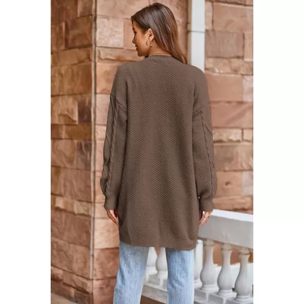 GRACE KARIN Womens 2023 Fall Long Sleeve Chunky Oversized Cardigan Casual Cable Knit Open Front Hip Length Sweater OuterwearDark Brown