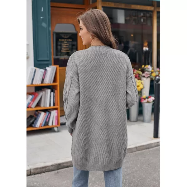 GRACE KARIN Womens 2023 Fall Long Sleeve Chunky Oversized Cardigan Casual Cable Knit Open Front Hip Length Sweater OuterwearLight Grey