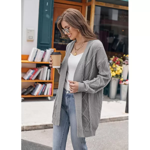 GRACE KARIN Womens 2023 Fall Long Sleeve Chunky Oversized Cardigan Casual Cable Knit Open Front Hip Length Sweater OuterwearLight Grey