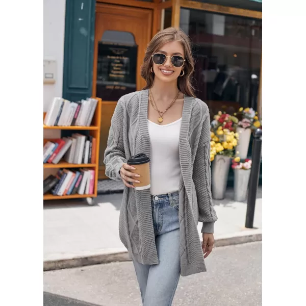 GRACE KARIN Womens 2023 Fall Long Sleeve Chunky Oversized Cardigan Casual Cable Knit Open Front Hip Length Sweater OuterwearLight Grey