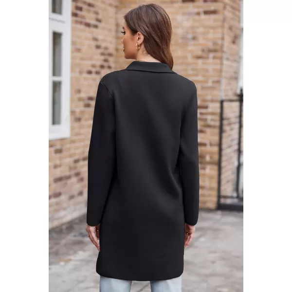 GRACE KARIN Womens 2023 Fashion Open Front Long Cardigan Sweaters Long Sleeve Lapel Knit Sweater Coats with PocketsBlack