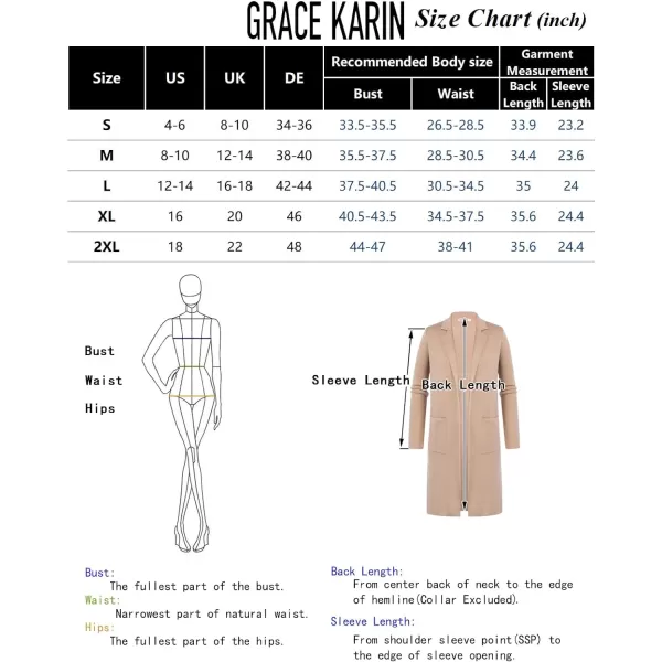 GRACE KARIN Womens 2023 Fashion Open Front Long Cardigan Sweaters Long Sleeve Lapel Knit Sweater Coats with PocketsIvory