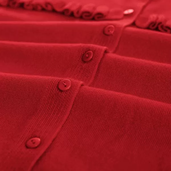 GRACE KARIN Womens 2023 Long Sleeve Cardigan Lightweight Ruffles Knit Cardigan Sweaters S3XLRed