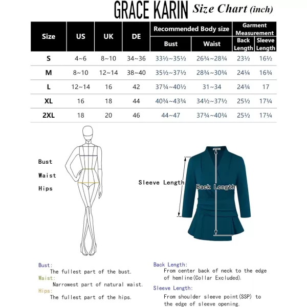 GRACE KARIN Womens 2023 Peplum Tops Wrap V Neck 34 Sleeve Work Business Blouse Solid Tie Waist Dressy Casual ShirtsWhite