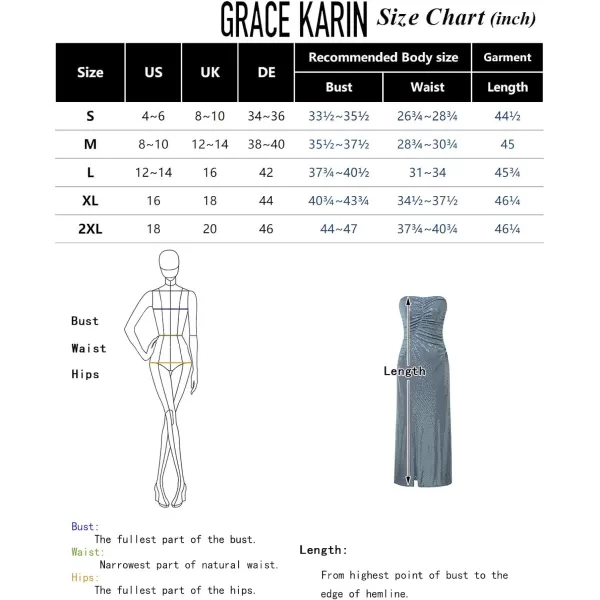 GRACE KARIN Womens 2023 Sequin Strapless Wedding Guest Dresses Ruched Formal Cocktail Split Maxi DressesGold