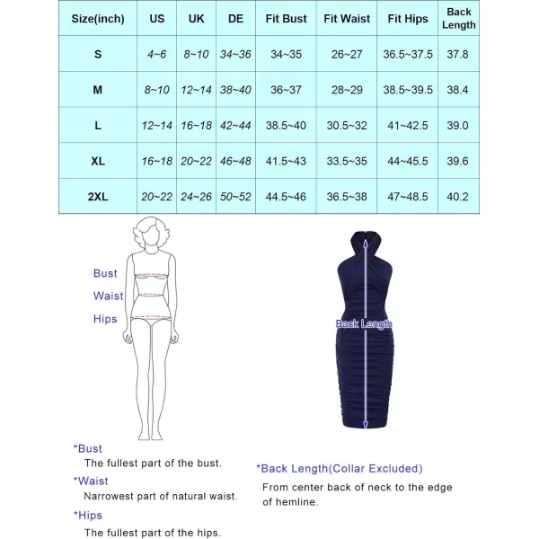 GRACE KARIN Womens 2023 Sexy Ruched Dress Criss Cross Halter Neck Bodycon Midi Party Cocktail DressesBlack