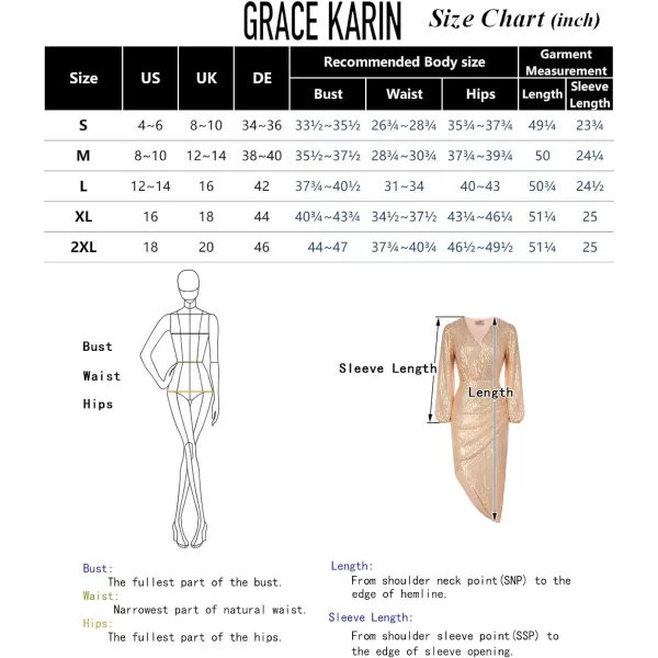 GRACE KARIN Womens 2023 Sexy Sequin Dress Sparkly Glitter Wrap V Neck Bodycon Cocktail Dress Irregular Hem Party DressGold