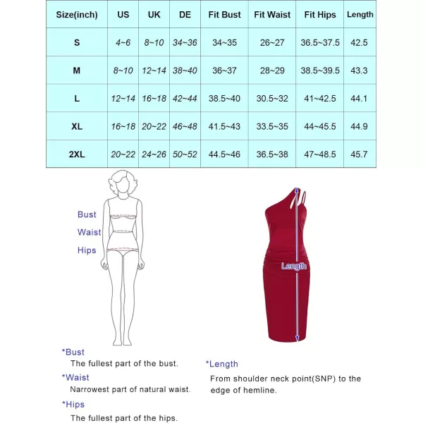 GRACE KARIN Womens 2023 Summer Bodycon Dress Cutout One Shoulder Sleeveless Ruched Cocktail Party Midi DressesNavy