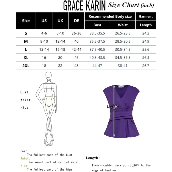 GRACE KARIN Womens 2024 Dressy Tops Casual Short Cap Sleeve Peplum Blouses Summer Wrap V Neck Work Business Shirt TopBlack