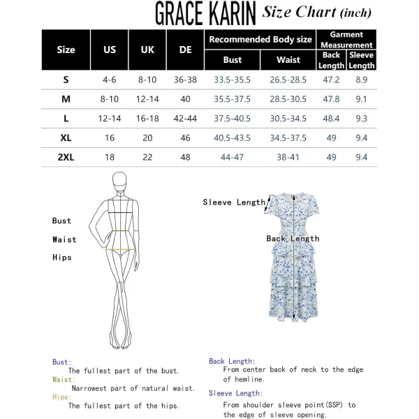 GRACE KARIN Womens 2024 Floral Summer Long Midi Dress V Neck Short Sleeve Ruffle Tiered Layered Boho Swing DressesBlack Floral