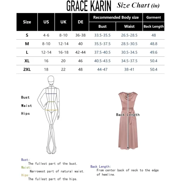GRACE KARIN Womens 2024 Satin Midi Dress Summer Cap Sleeve Cowl Neck Belted Slit Elegant ALine Flowy Dress with PocketsBlack