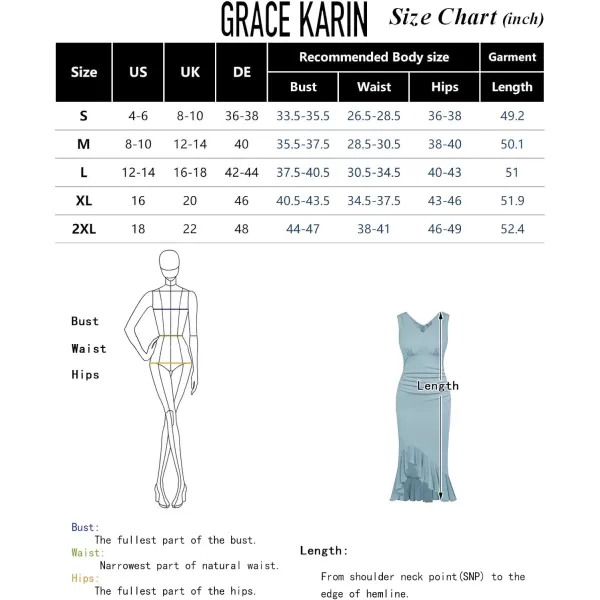 GRACE KARIN Womens 2024 Sleeveless V Neck Bodycon Dress Ruched Elegant Mermaid Slit Cocktail Party Midi DressBlack