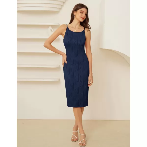 GRACE KARIN Womens 2024 Summer Bodycon Midi Dress Basic Sleeveless Boat Neck Cocktail Party Club DressNavy Blue