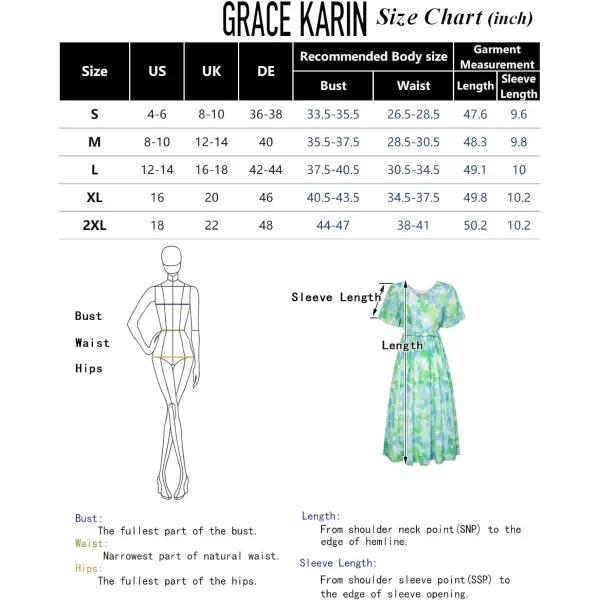 GRACE KARIN Womens 2024 Summer Boho Floral Dress Casual V Neck Short Flutter Sleeve Dress Flowy Pleated Beach DressGreen Floral