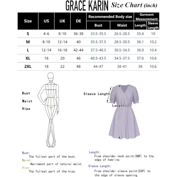 GRACE KARIN Womens 2024 Summer Dresses Wrap V Neck Puff Sleeve Elastic Waist Casual A Line Wedding Short Mini DressBlack