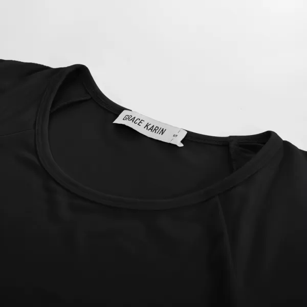 GRACE KARIN Womens 2024 Summer Tops Ruffle Sleeve Basic T Shirts Dressy Casual Ruched Work BlousesBlack