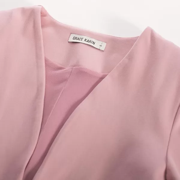 GRACE KARIN Womens 2024 Work Business Casual 2 Piece Outfits Midi Pencil Dress with 34 Sleeve Blazer Jacket Suit SetsPink