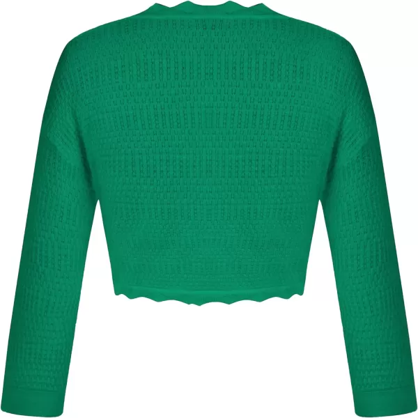 GRACE KARIN Womens 34 Sleeve Bolero Shrug Lightweight Open Front Cropped Cardigan Knit Shrugs for DressesGreen