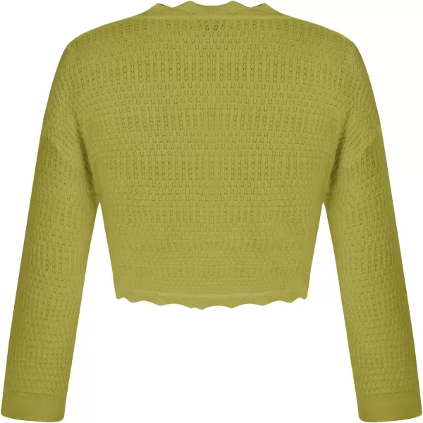 GRACE KARIN Womens 34 Sleeve Bolero Shrug Lightweight Open Front Cropped Cardigan Knit Shrugs for DressesYellow Green