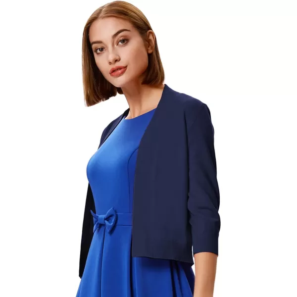 GRACE KARIN Womens 34 Sleeve Cardigan Knit Sweaters Cropped Open Front Shrug Bolero11navy