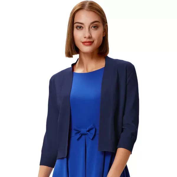 GRACE KARIN Womens 34 Sleeve Cardigan Knit Sweaters Cropped Open Front Shrug Bolero11navy
