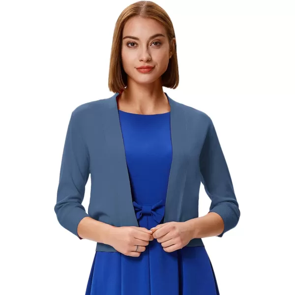 GRACE KARIN Womens 34 Sleeve Cardigan Knit Sweaters Cropped Open Front Shrug BoleroAir Force Blue