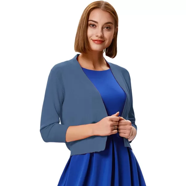 GRACE KARIN Womens 34 Sleeve Cardigan Knit Sweaters Cropped Open Front Shrug BoleroAir Force Blue