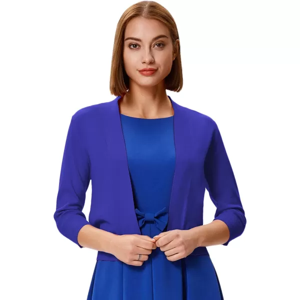 GRACE KARIN Womens 34 Sleeve Cardigan Knit Sweaters Cropped Open Front Shrug BoleroRoyal Blue