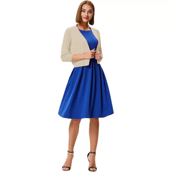 GRACE KARIN Womens 34 Sleeve Knit Cropped Cardigan Sweaters Open Front Bolero Shrugs Coat Tops S3XLBeige