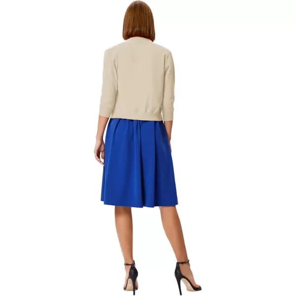 GRACE KARIN Womens 34 Sleeve Knit Cropped Cardigan Sweaters Open Front Bolero Shrugs Coat Tops S3XLBeige
