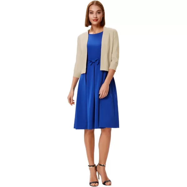 GRACE KARIN Womens 34 Sleeve Knit Cropped Cardigan Sweaters Open Front Bolero Shrugs Coat Tops S3XLBeige