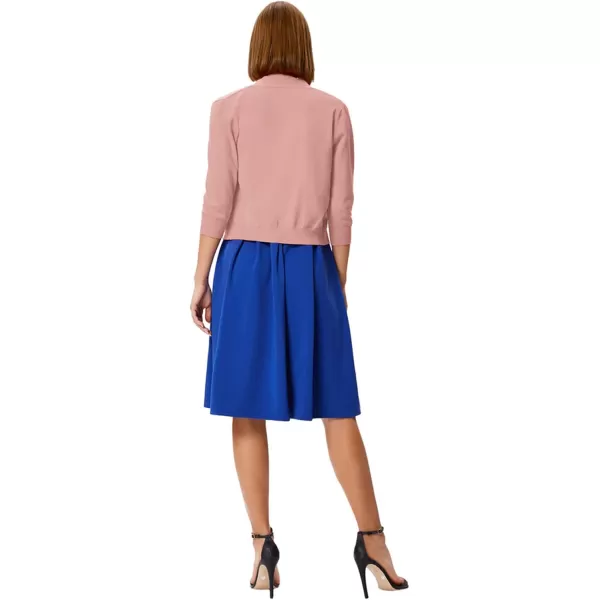 GRACE KARIN Womens 34 Sleeve Knit Cropped Cardigan Sweaters Open Front Bolero Shrugs Coat Tops S3XLLight Pink