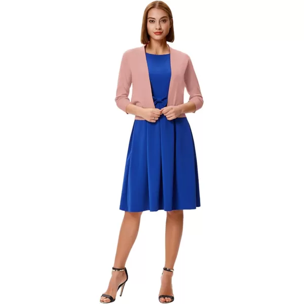 GRACE KARIN Womens 34 Sleeve Knit Cropped Cardigan Sweaters Open Front Bolero Shrugs Coat Tops S3XLLight Pink